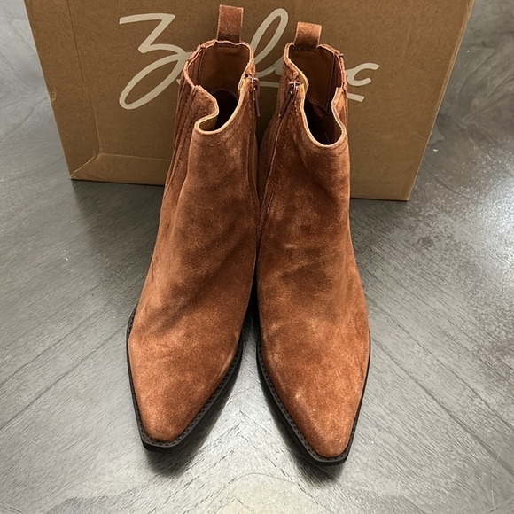 Zodiac Boots Robyn Cognac Suede Heeled Ankle Booties - Picture 6 of 10